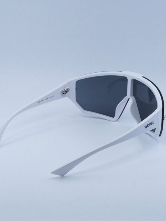 Versace VE4461 314/87 Shield Sunglasses – White/Grey with Mirror Silver Clip-on main image 6